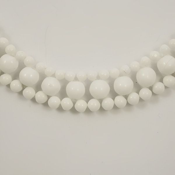 White Milk Glass Ladder Style Beaded Necklace circa 1950s